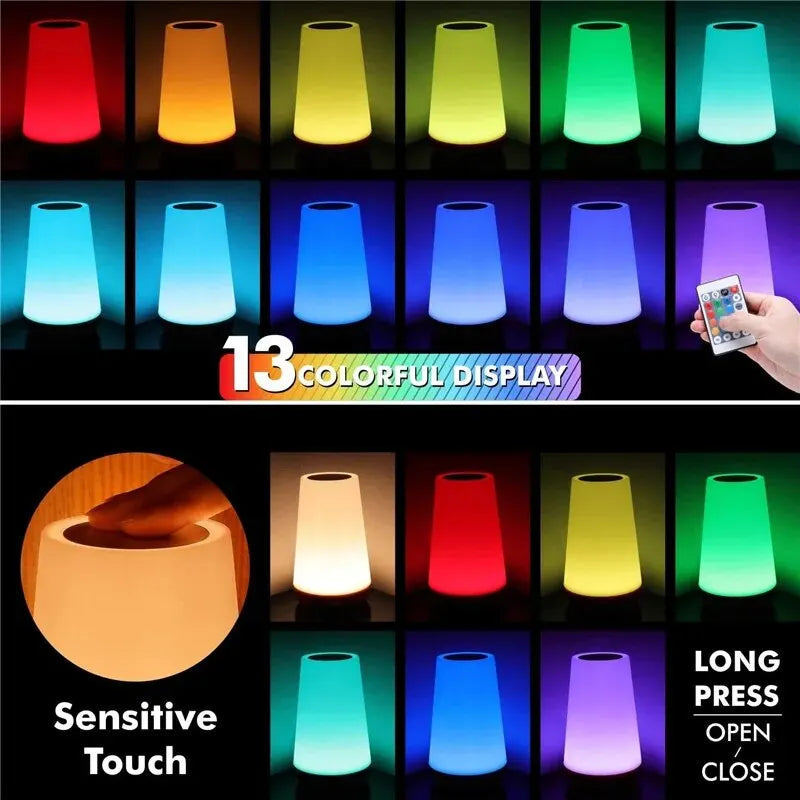 Bedside lamp color options and touch control